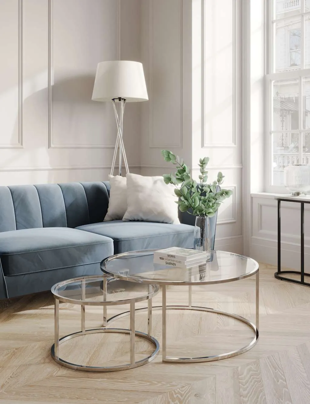 Gallery Direct Milan Metal & Glass Nest of Tables Silver