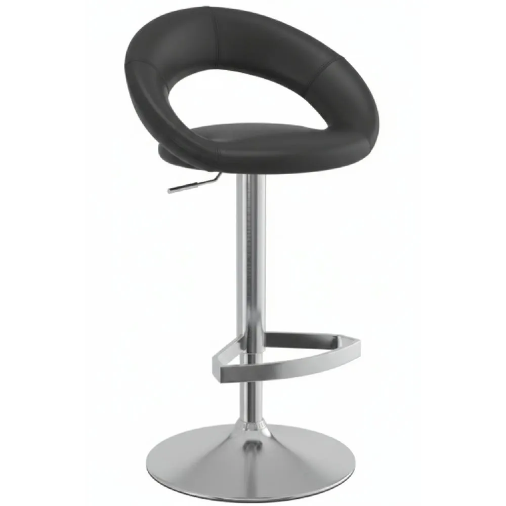 netfurniture Stylon Stylish Kitchen Bar Stool Brushed Moon Padded Seat in Black