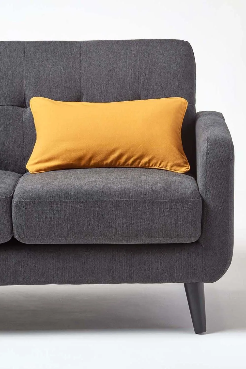 Homescapes Cotton Plain Cushion Cover in Mustard 4