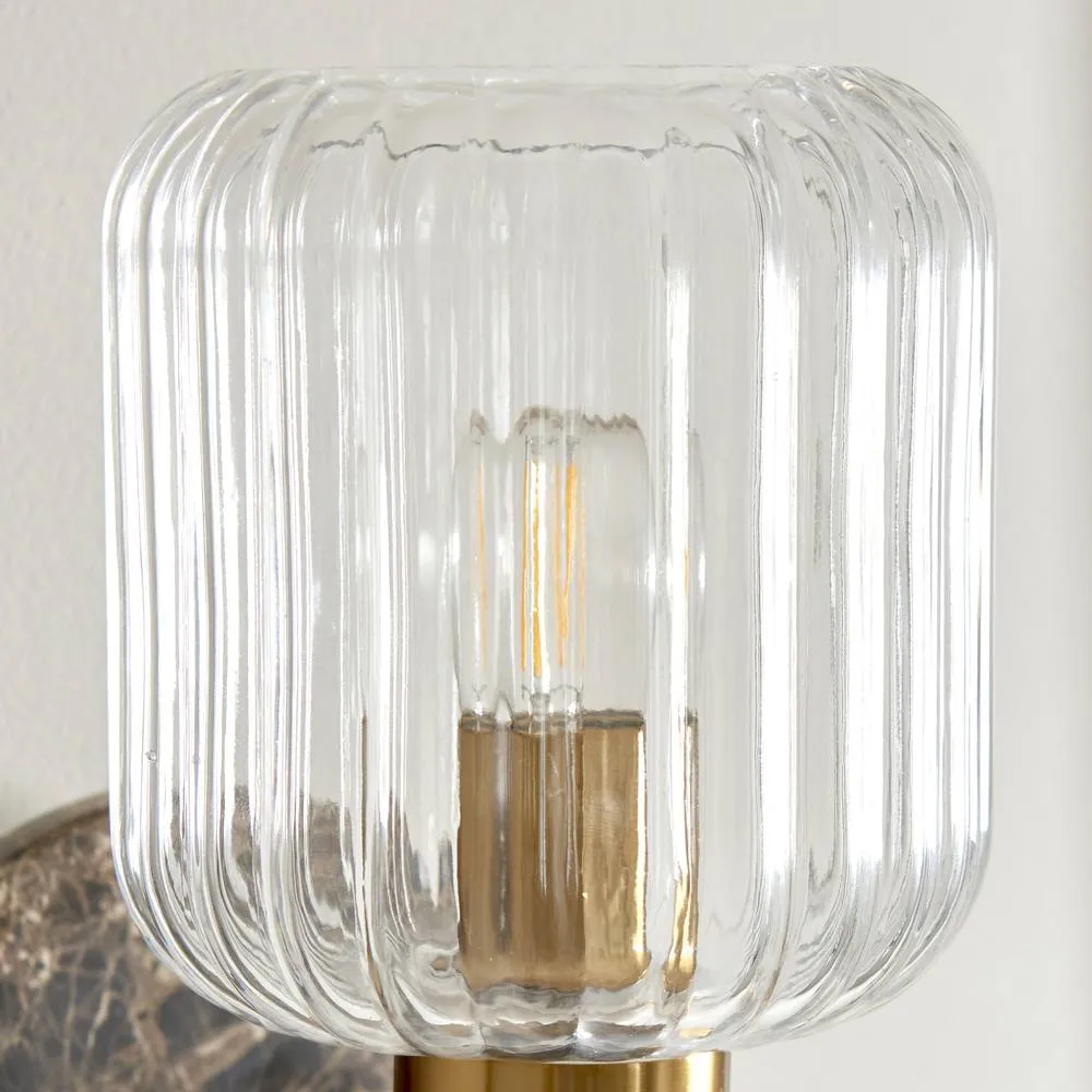 Netlighting Travi Ribbed Wall Lamp Brown Vintage Brass & Ribbed Glass E14 6