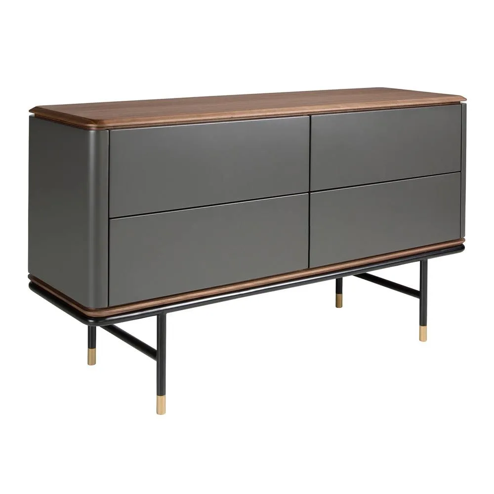 Angel Cerda Chest of Drawers - Dark Grey Matt MDF, Walnut Top