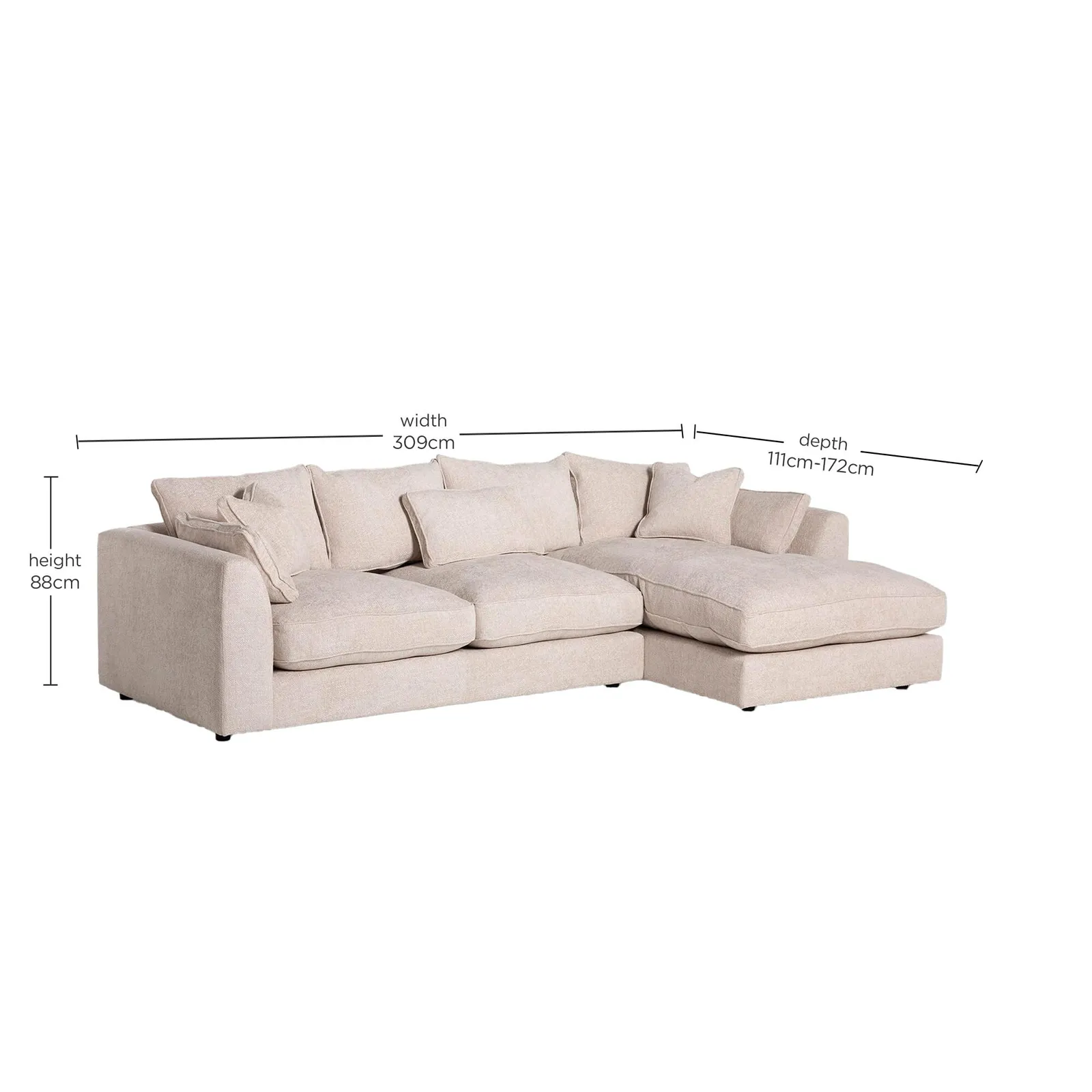 Harrington Large Chaise Corner Sofa Right, Neutral Fabric | Barker & Stonehouse 3