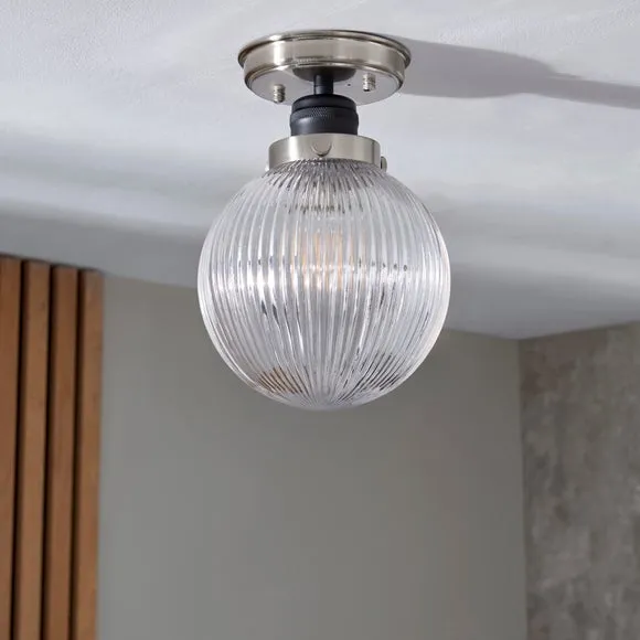 Broden Ribbed Bathroom Flush Ceiling Light 2