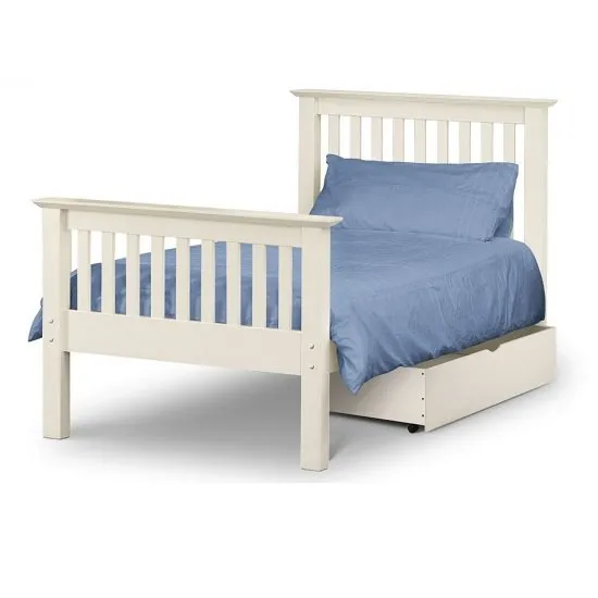 Velva Wooden Single High Foot Bed In Stone White