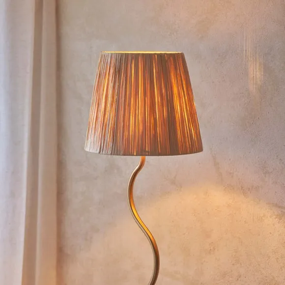 Endon Collection Wriggle Floor Lamp With Tapered Shade Brushed Aged Brass Plate Natural Raffia 1X E27, Gold 2