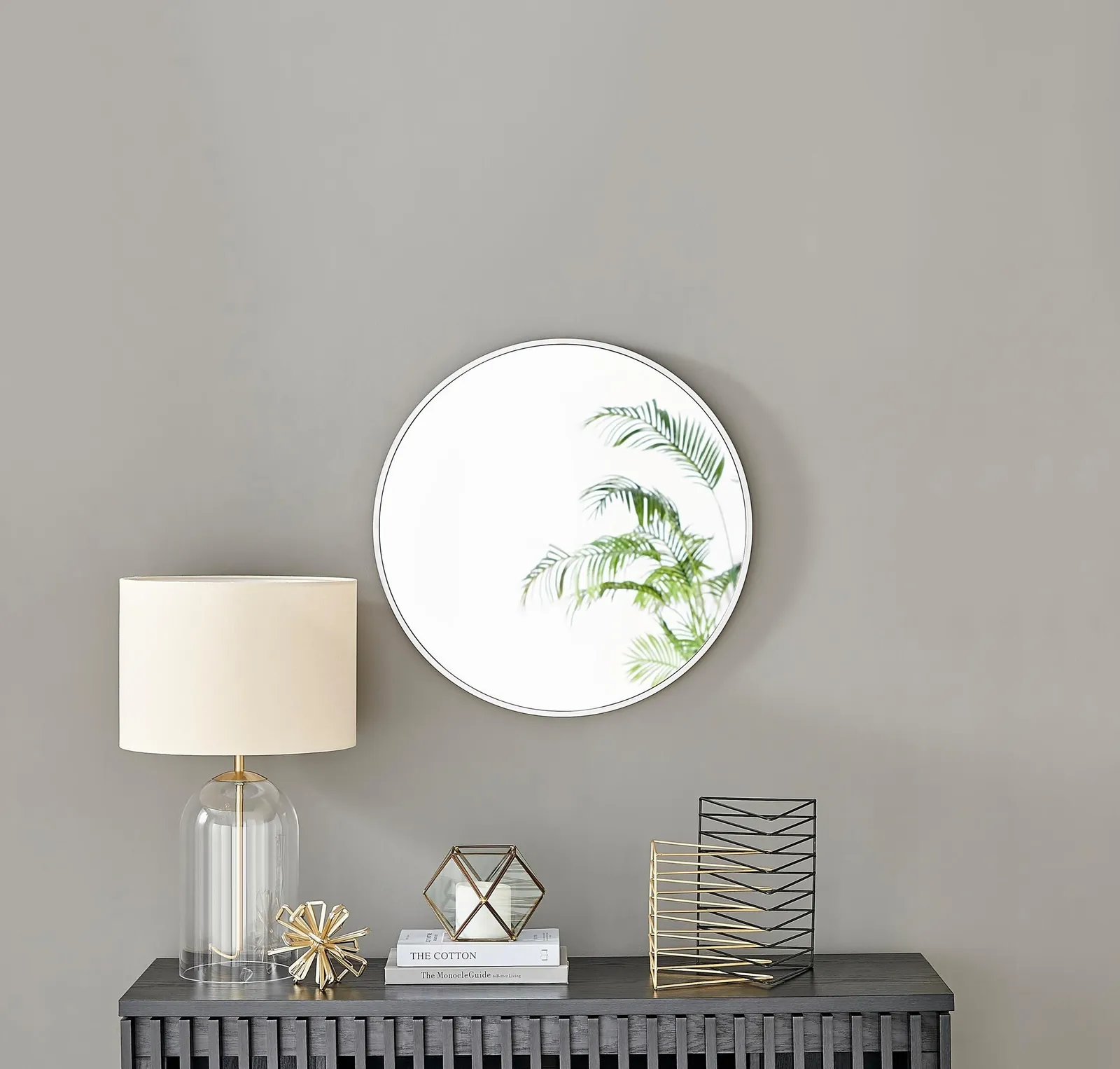 FurnitureboxUK Emma 60cm Small Art Deco Metal Frame Round Hallway Bedroom Dining & Living Room Wall Mirror in White 2