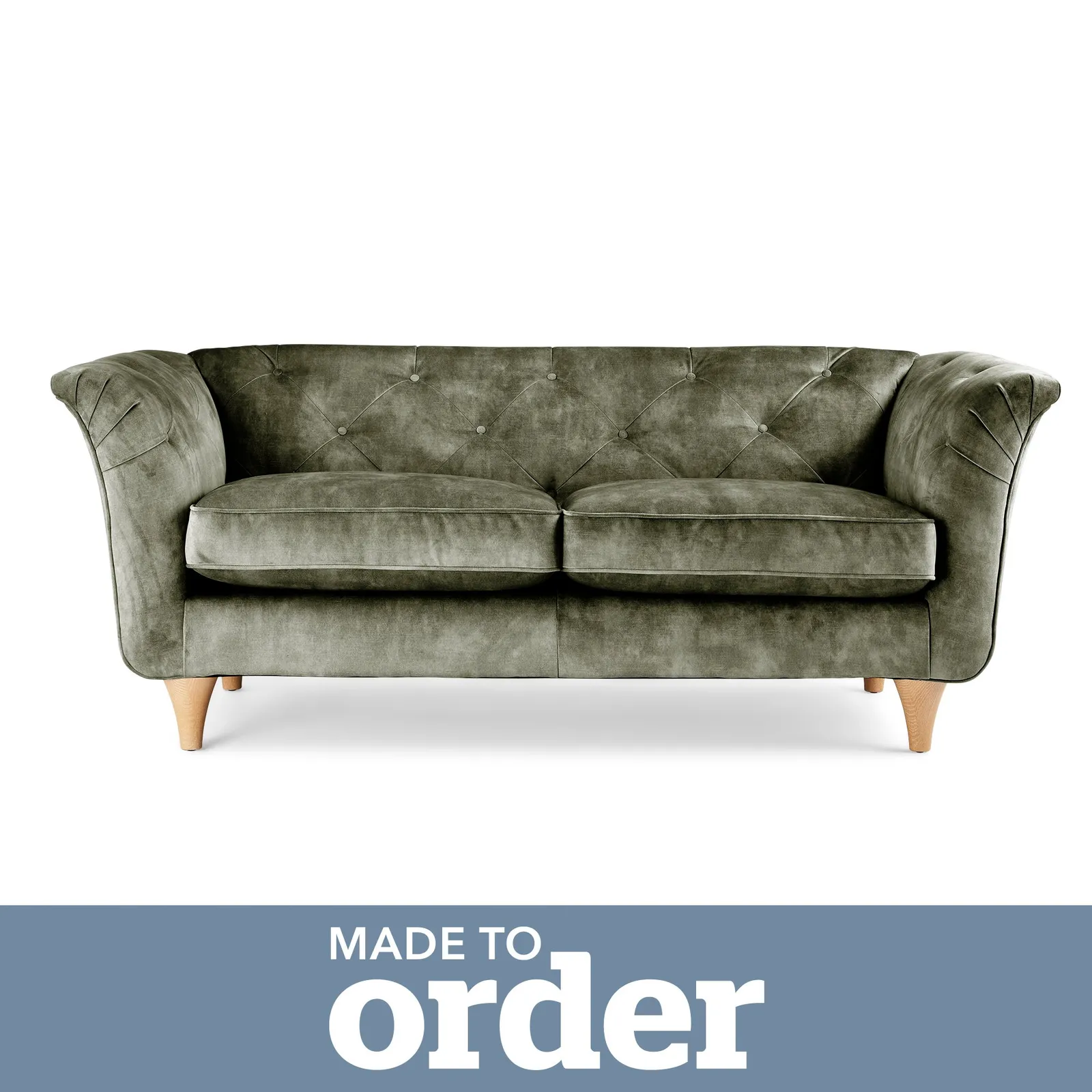 Jaipur 2 Seater Sofa Slub Velvet Slub Velvet Forest Green