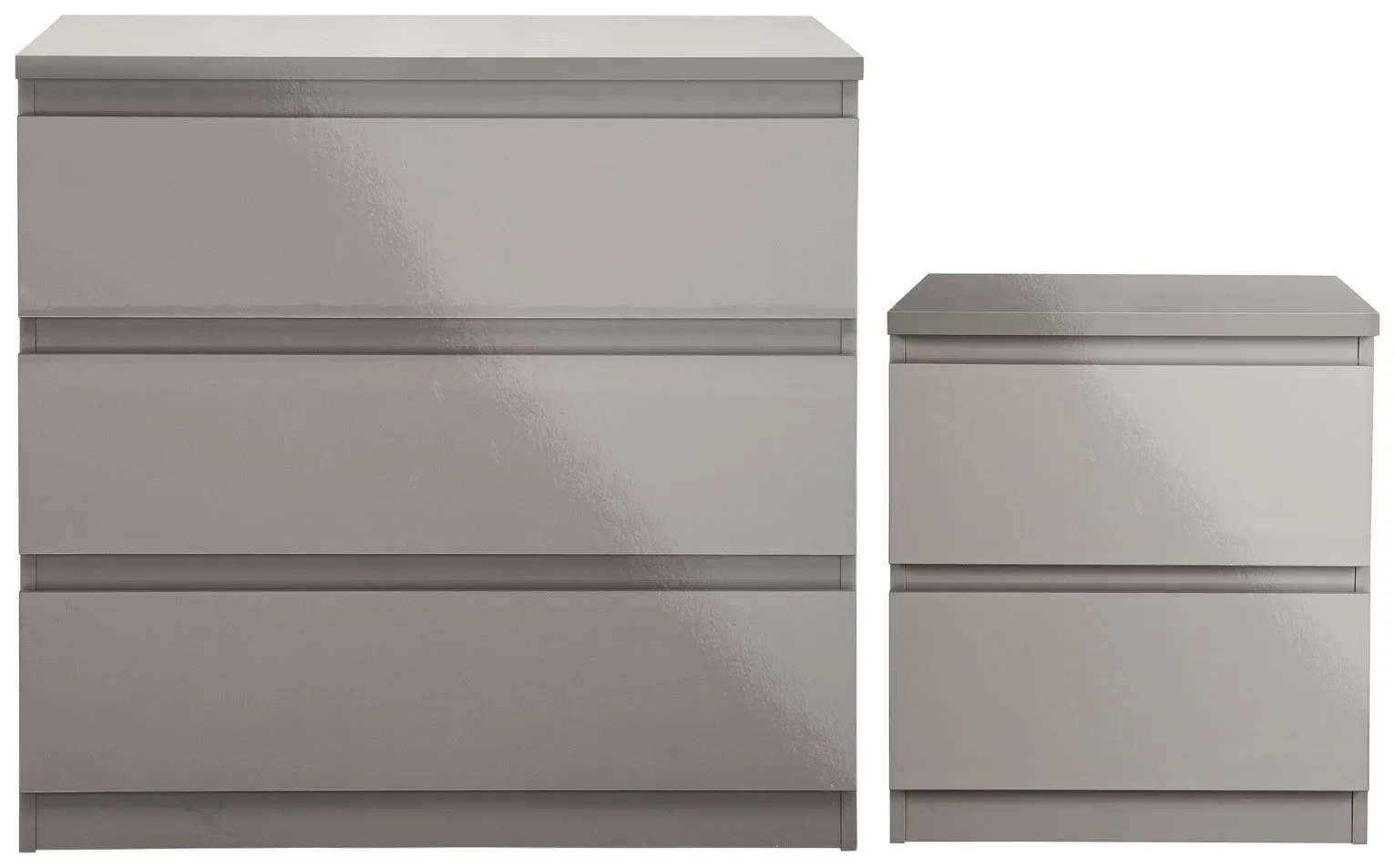Habitat Jenson Gloss Bedside & 3 Drawer Chest Set - Grey