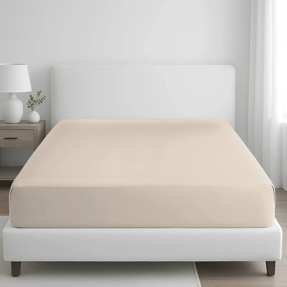 Grace 100% Egyptian Cotton 35cm Extra Deep Pocket Fitted Sheets in Taupe