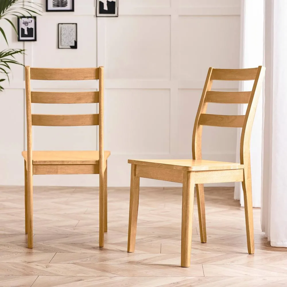 FurnitureboxUK 2x Lynton Oak Effect Wooden Dining Chairs in Light Brown