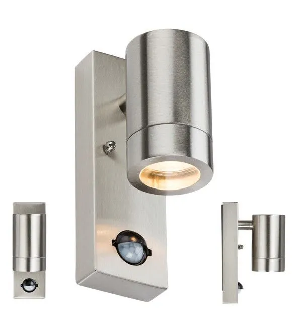Netlighting Stainless Steel Wall Light with Pir 230V IP44 GU10 in Grey