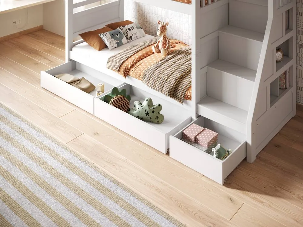 Flair Lunar Staircase Bunk Bed with Storage in White 4