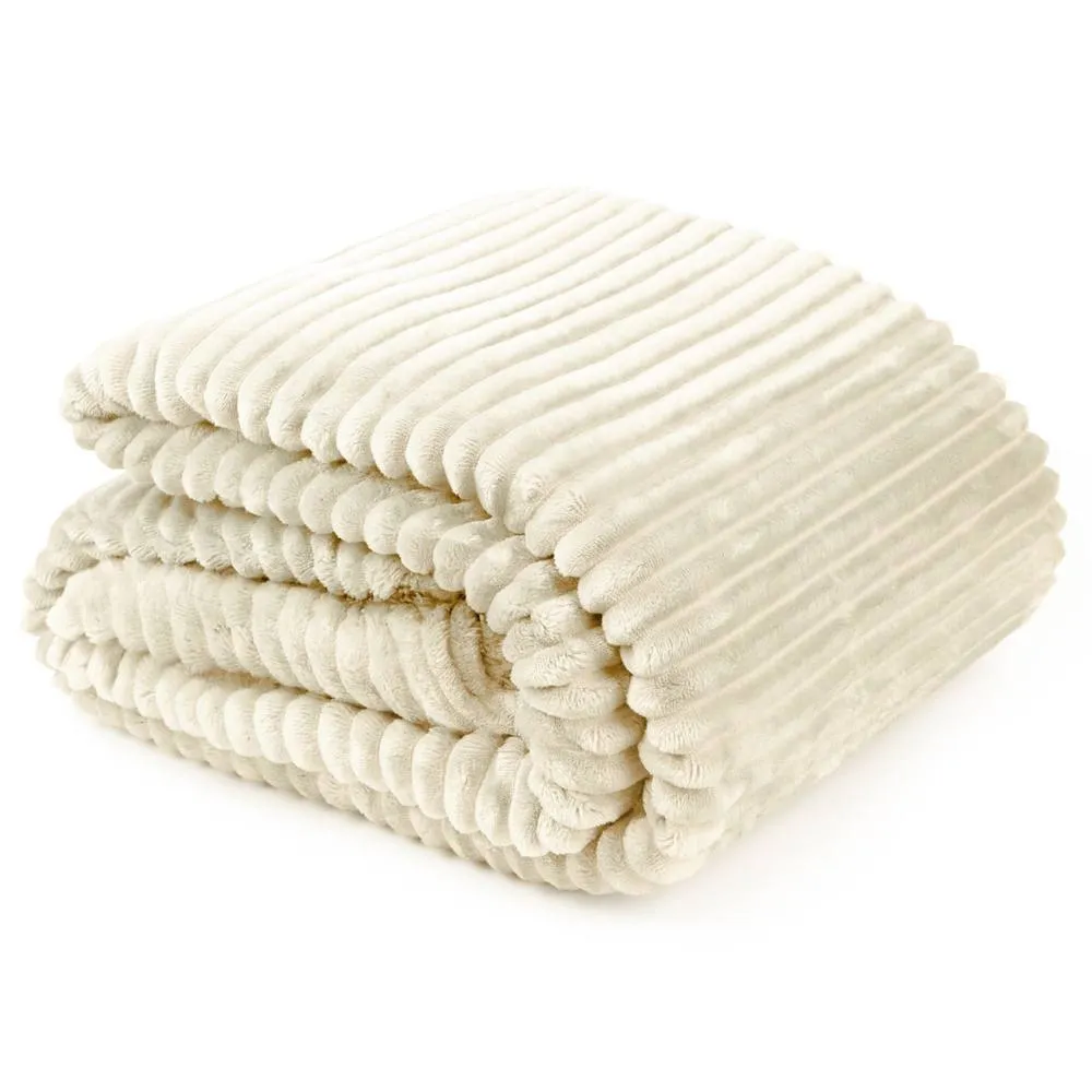 New Edge Blinds Dahlia Fleece Throw in Cream