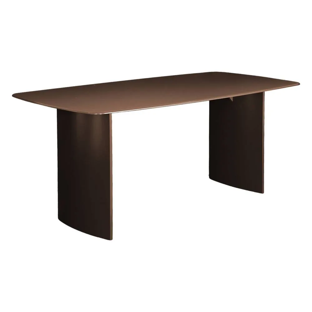 sweeek Dining table with tempered glass top, sandblasted finish, seats 8 in Brown 2
