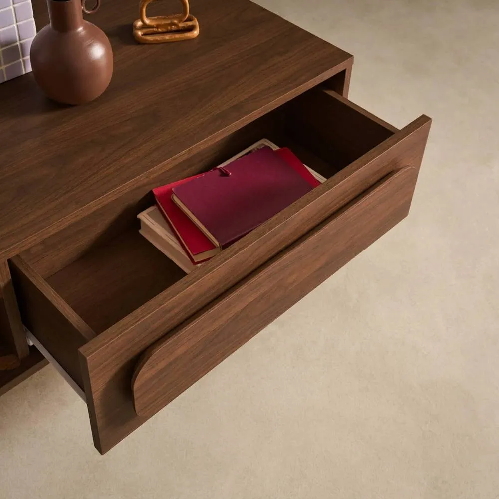 sweeek Vintage wood effect coffee table with 1 drawer in Dark Brown 6