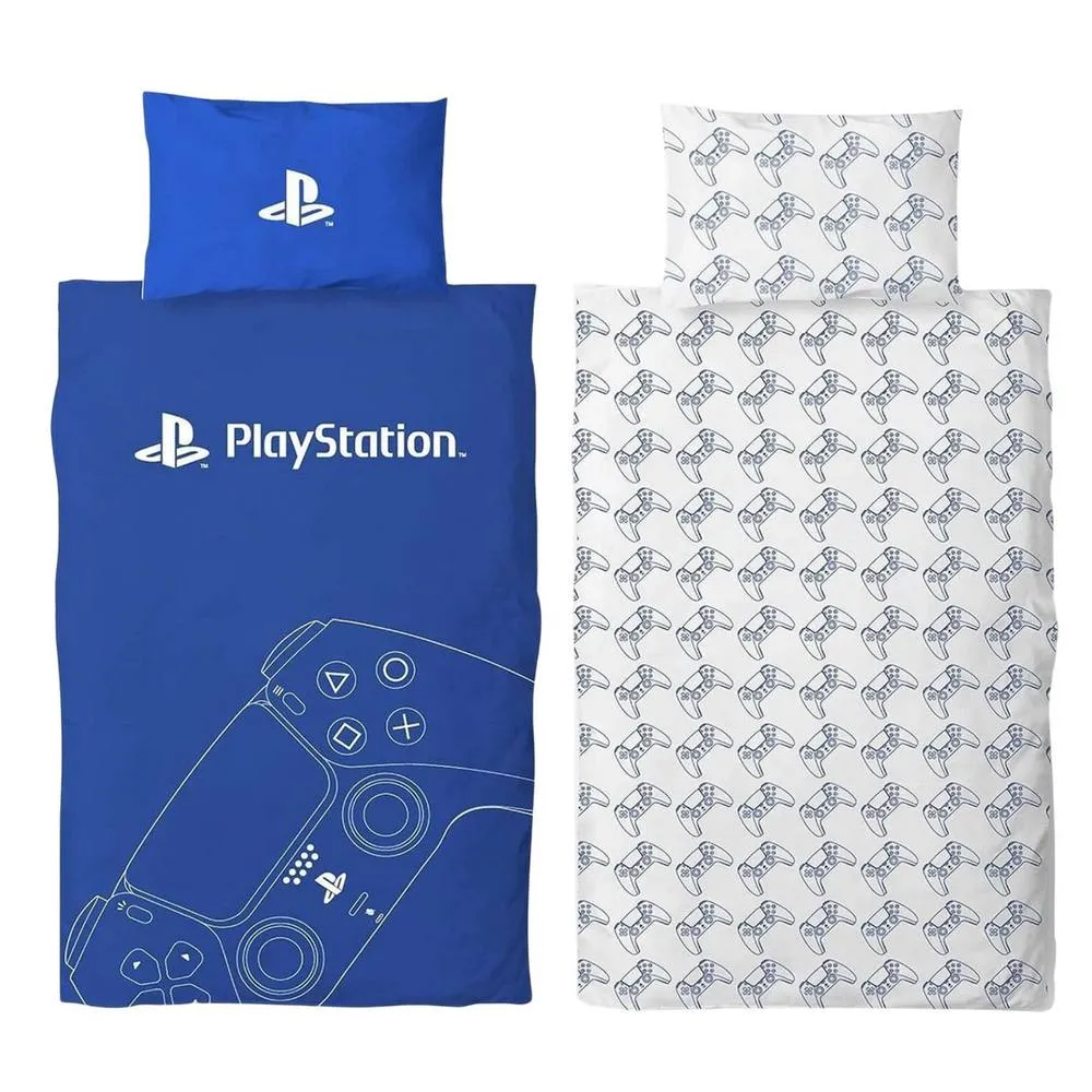 Playstation Game Controller Reversible Duvet Set in Blue