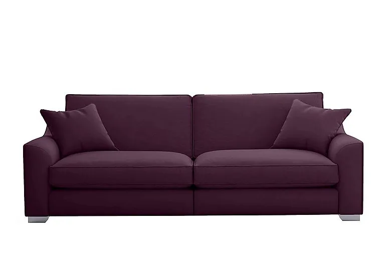 Isobel 4 Seater Fabric Fibre Fill Sofa - Frosted Grape with Chrome Feet