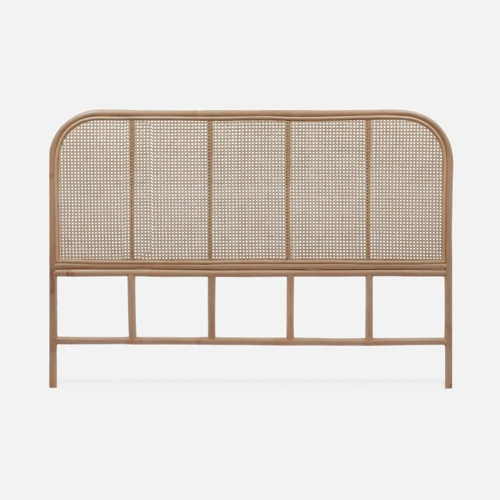 sweeek Natural Rattan Headboard Queen Bed 160cm in Light Brown 2