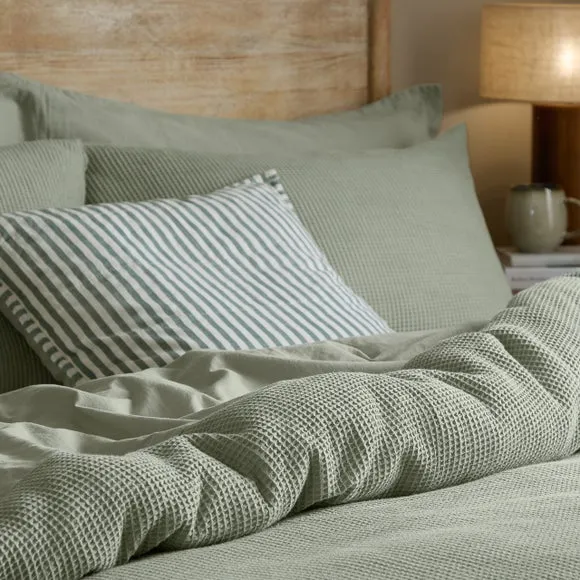 Yard Hebden Waffle 100% Cotton Duvet Cover & Pillowcase Set 2