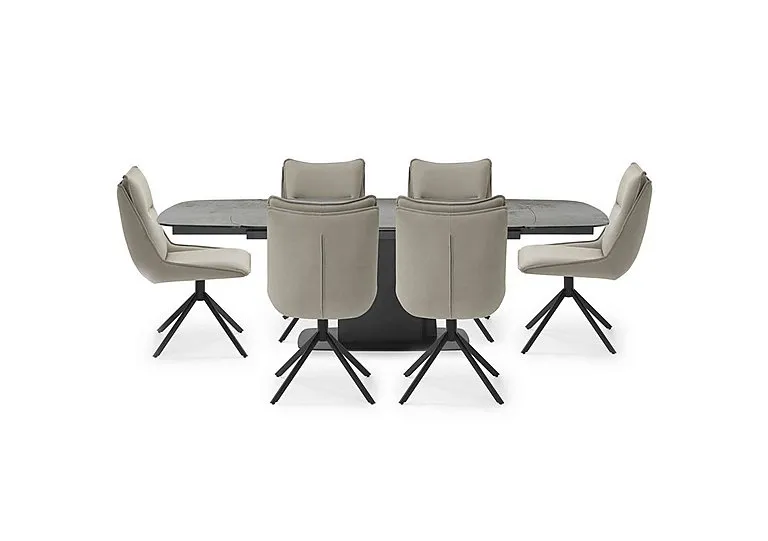 Catalina Large Extending Dining Table and 6 Swivel Chairs - Taupe
