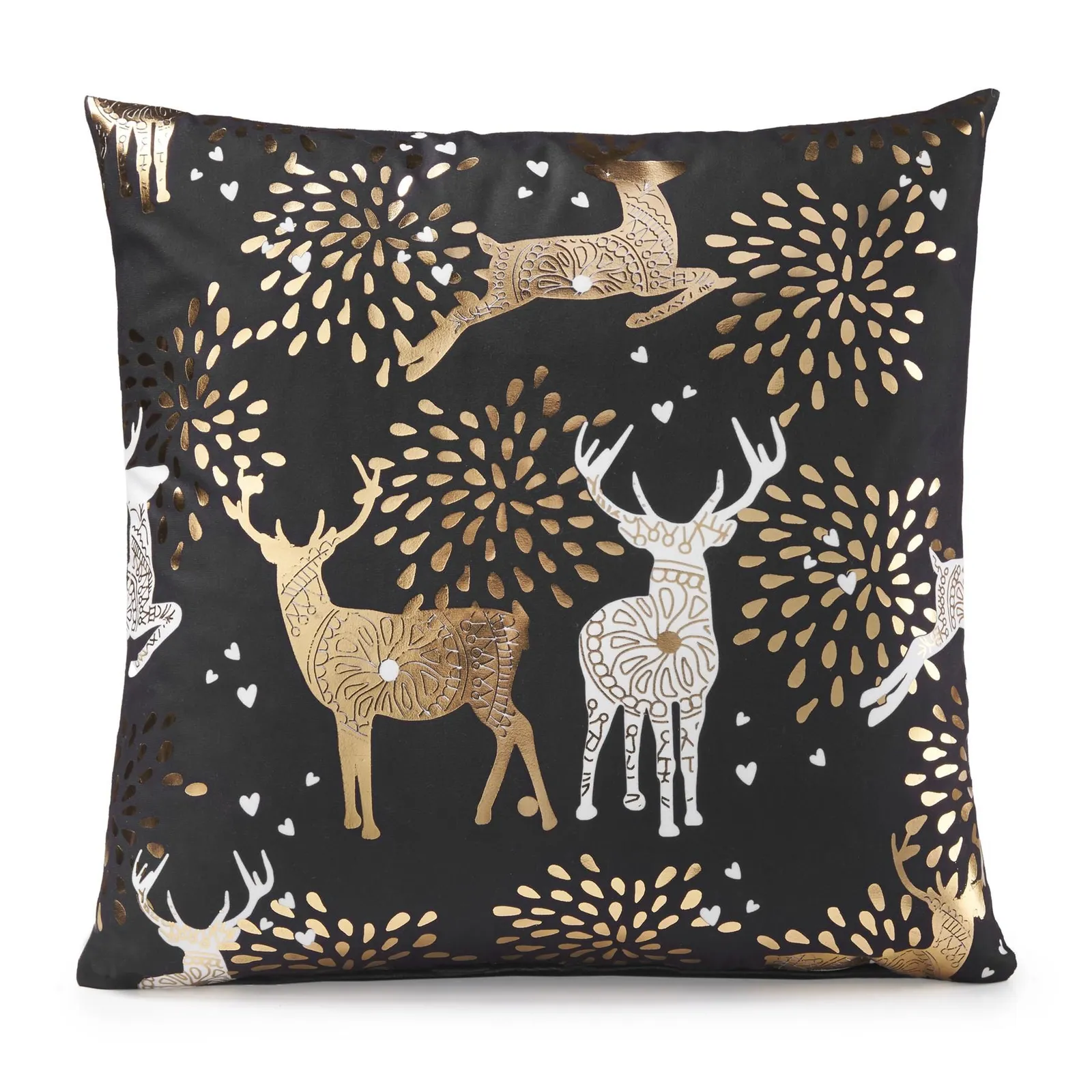 Luxury Living Christmas Reindeer Decorative Cushion Cover 45cm x 45cm in Black