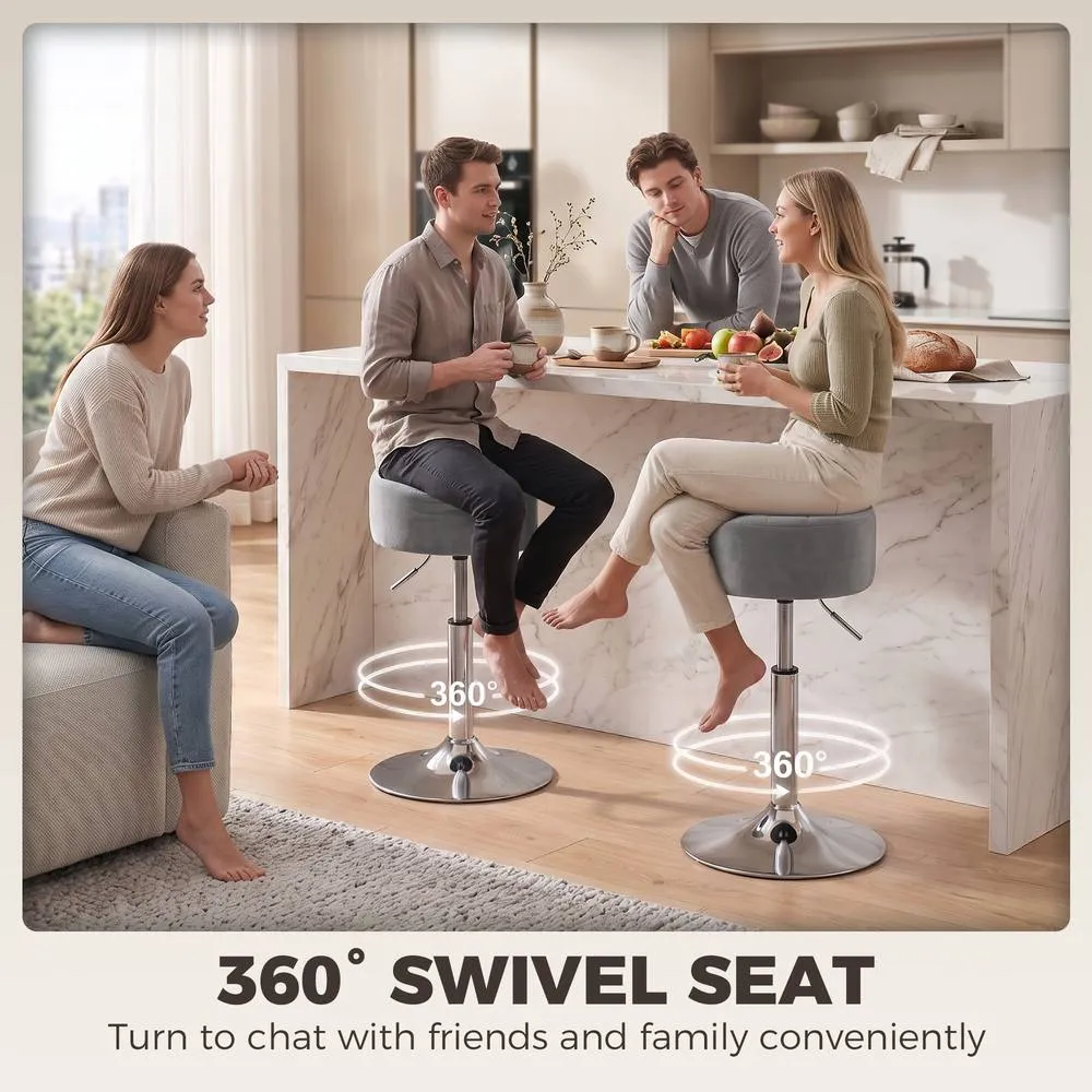 HOMCOM Bar Stool Adjustable Swivel 1 Piece in Grey 5
