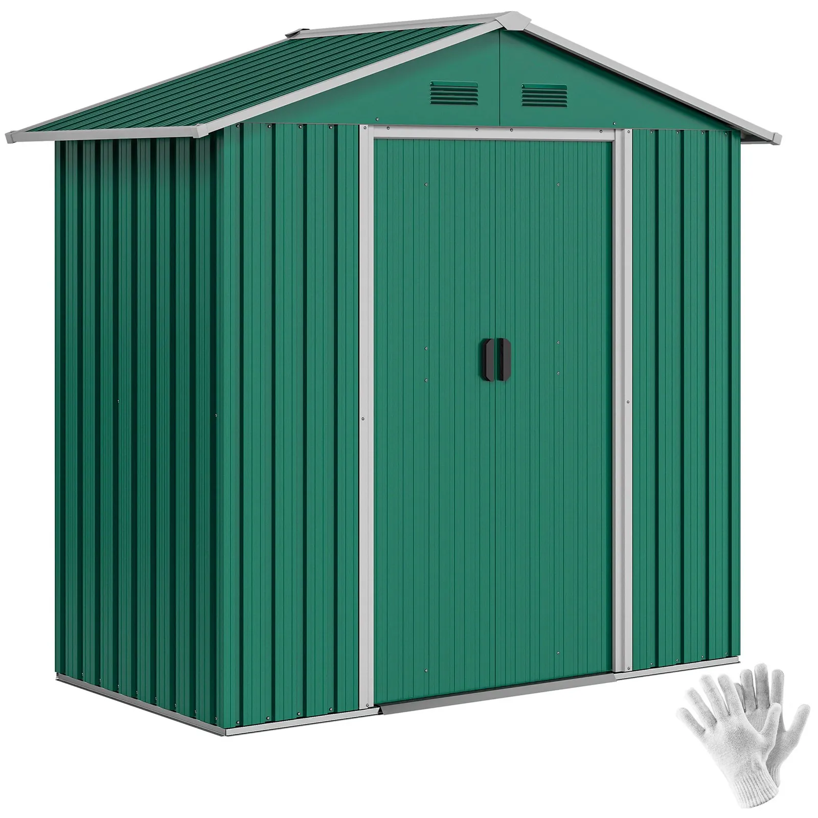 OUTSUNNY 6.5ft x 3.5ft Garden Storage Shed, Large Metal Shed in Green 2
