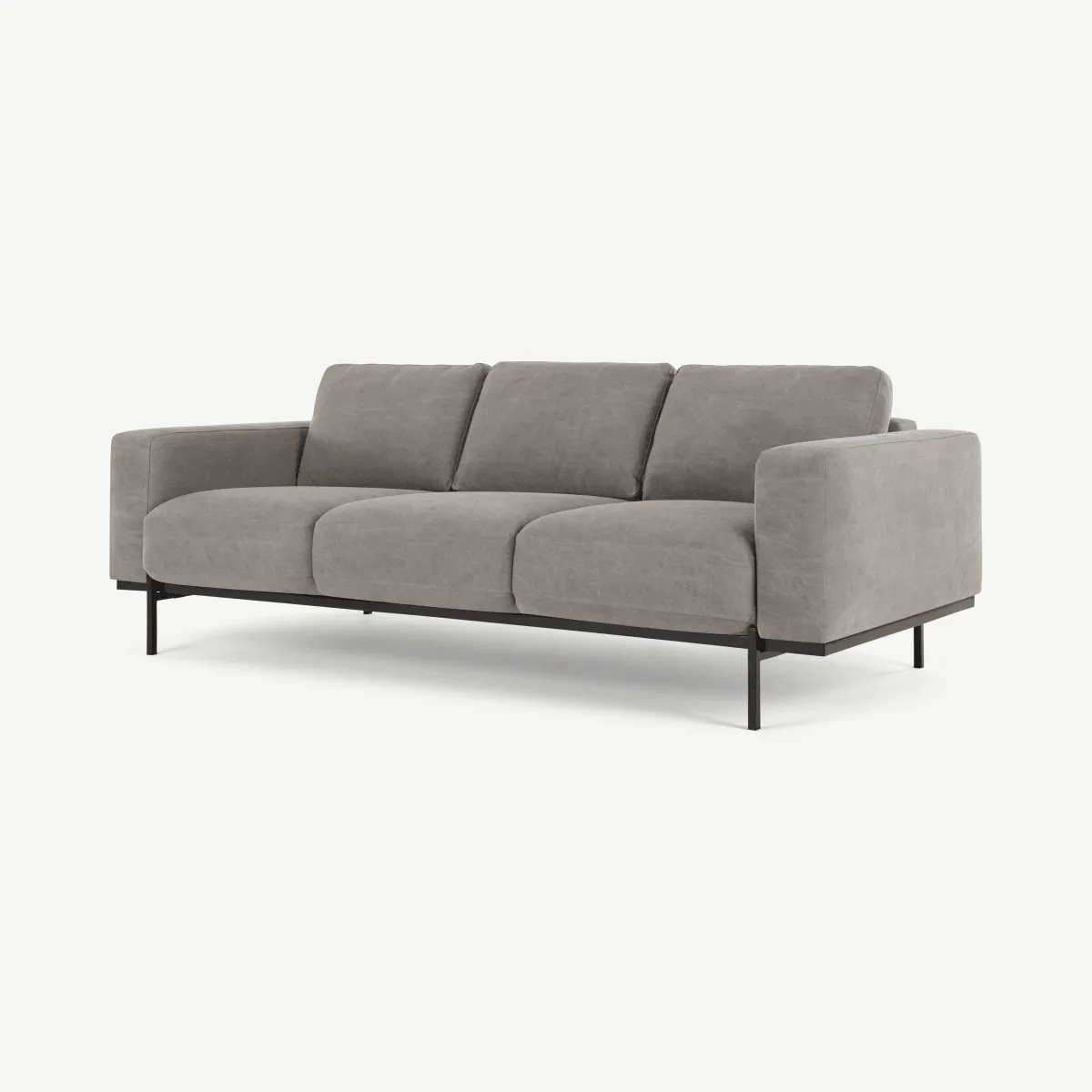 Jarrod 3 Seater Sofa, Washed Grey Cotton Fabric