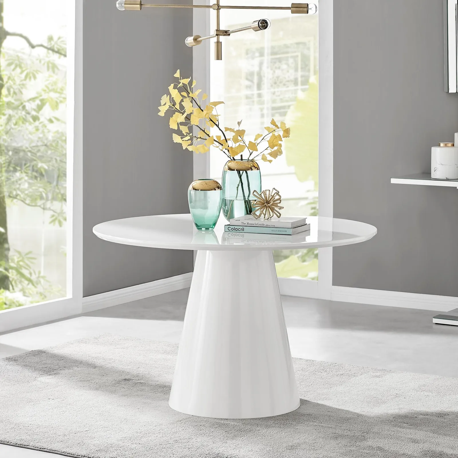 FurnitureboxUK Palma 120cm 6-Seater Round Pedestal Dining Table In Multiple Finishes in White 1