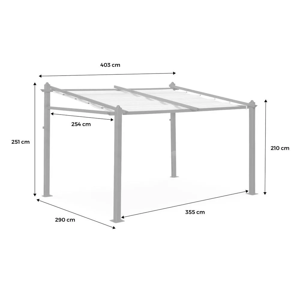 sweeek 3x4m Outdoor Retractable Aluminium Pergola With Canopy in Grey 5