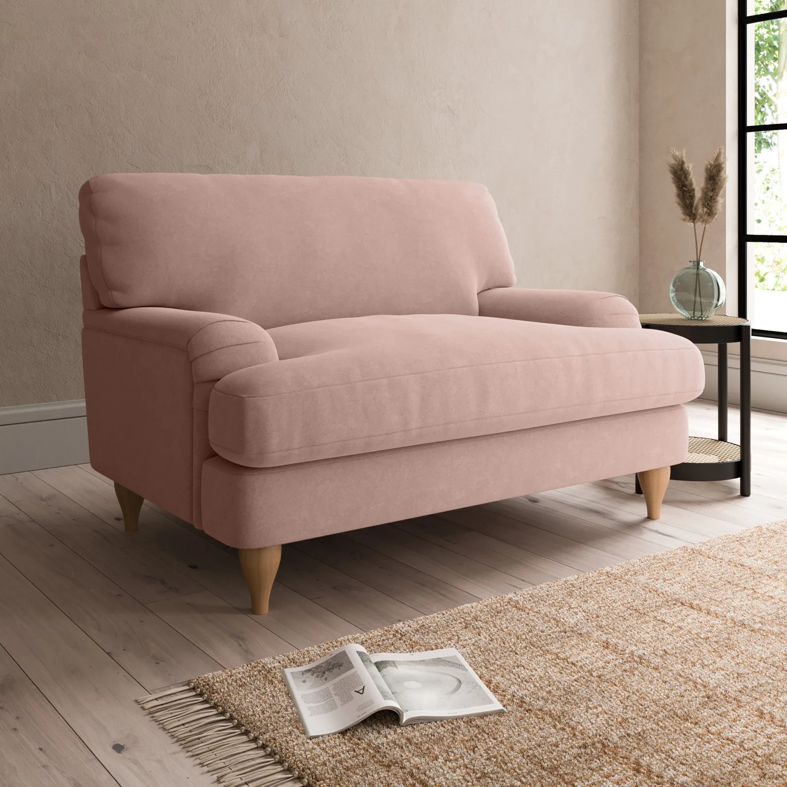 Darwin Luxury Velvet Snuggle Chair Luxury Velvet Peach Blush