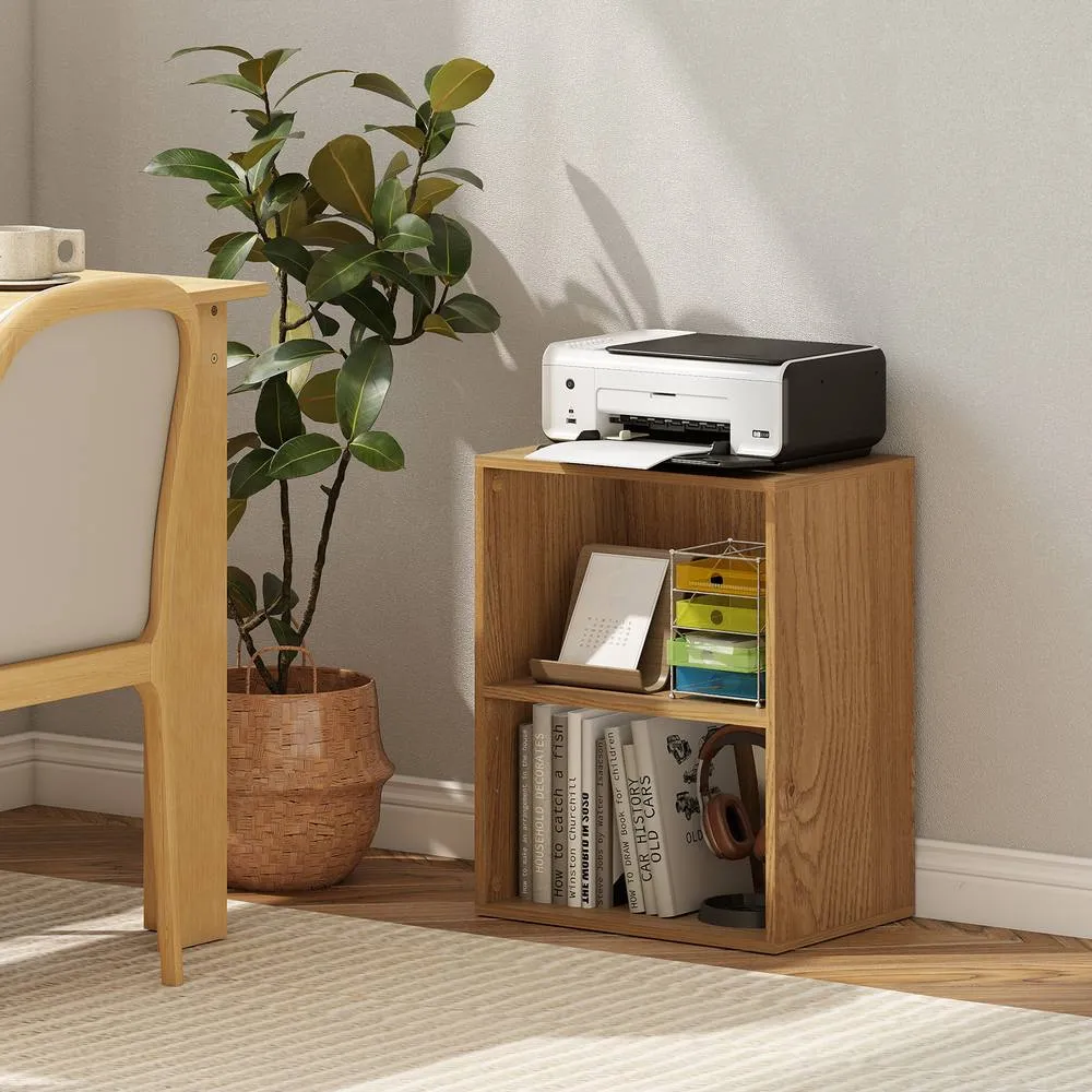Costway 2-Cube Bookcase Modern Open Bookshelf w/ 5-Position Adjustable Shelf in Natural 4