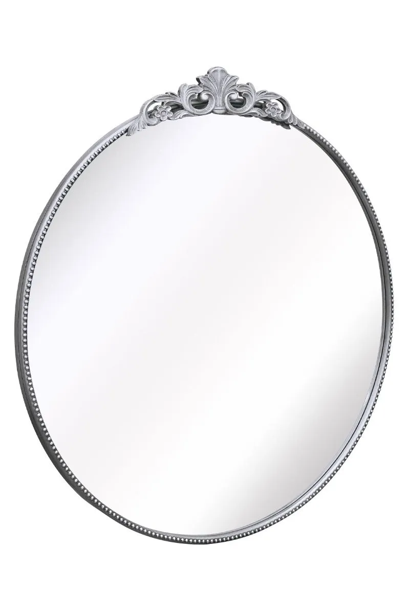 MirrorOutlet Silver Metal Framed Round Decorative Wall Mirror 39" X 39" 100x100CM 4