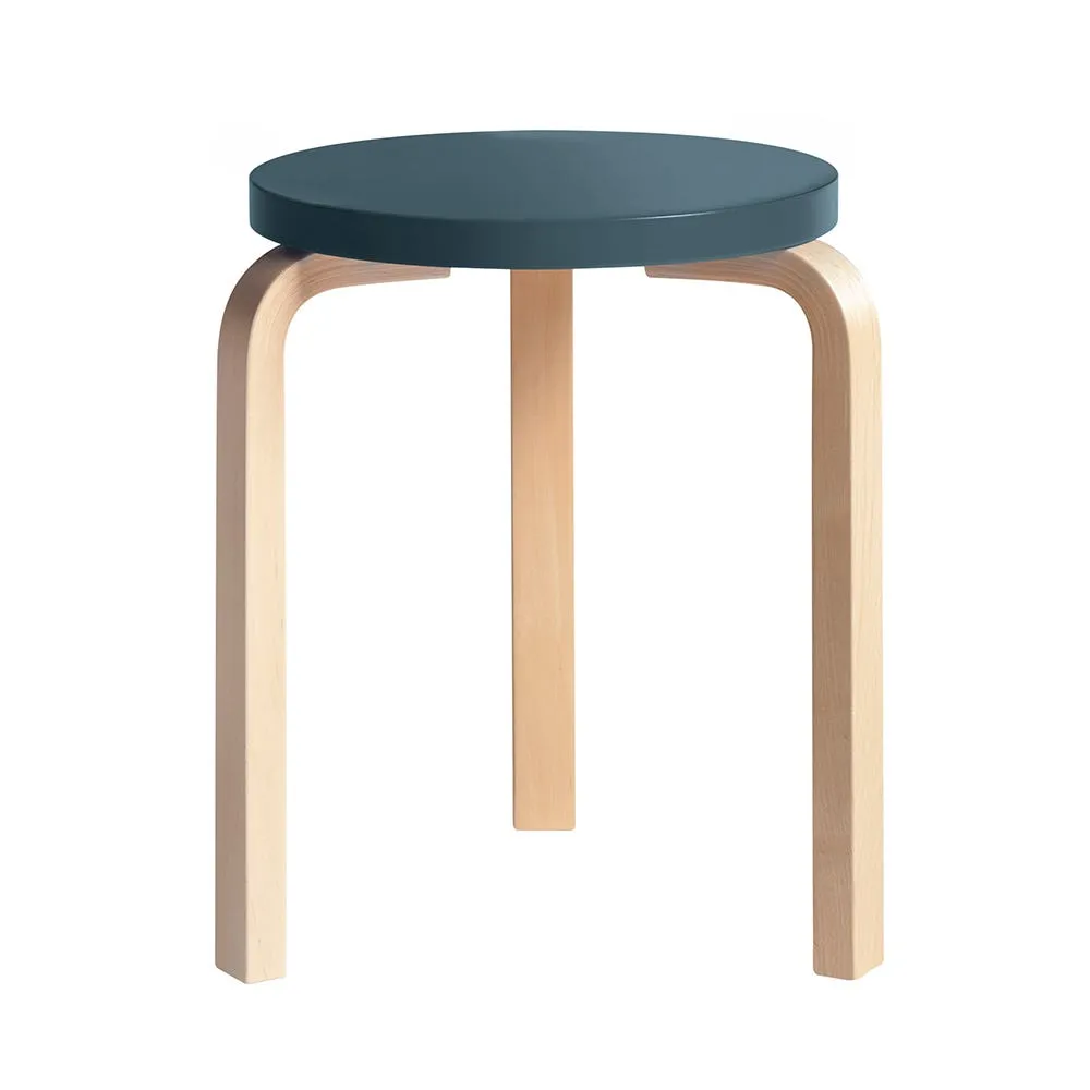 Artek Stool 60 Natural Lacquered Birch Blue Lacquered 2