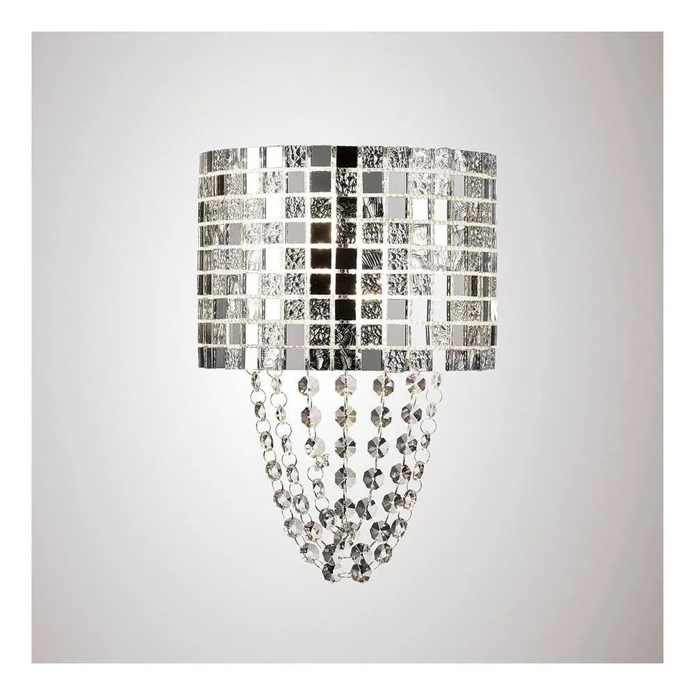 Netlighting Camden Wall Lamp 2 Light G9 Polished Chrome Mosaic Glass Crystal in Grey 2
