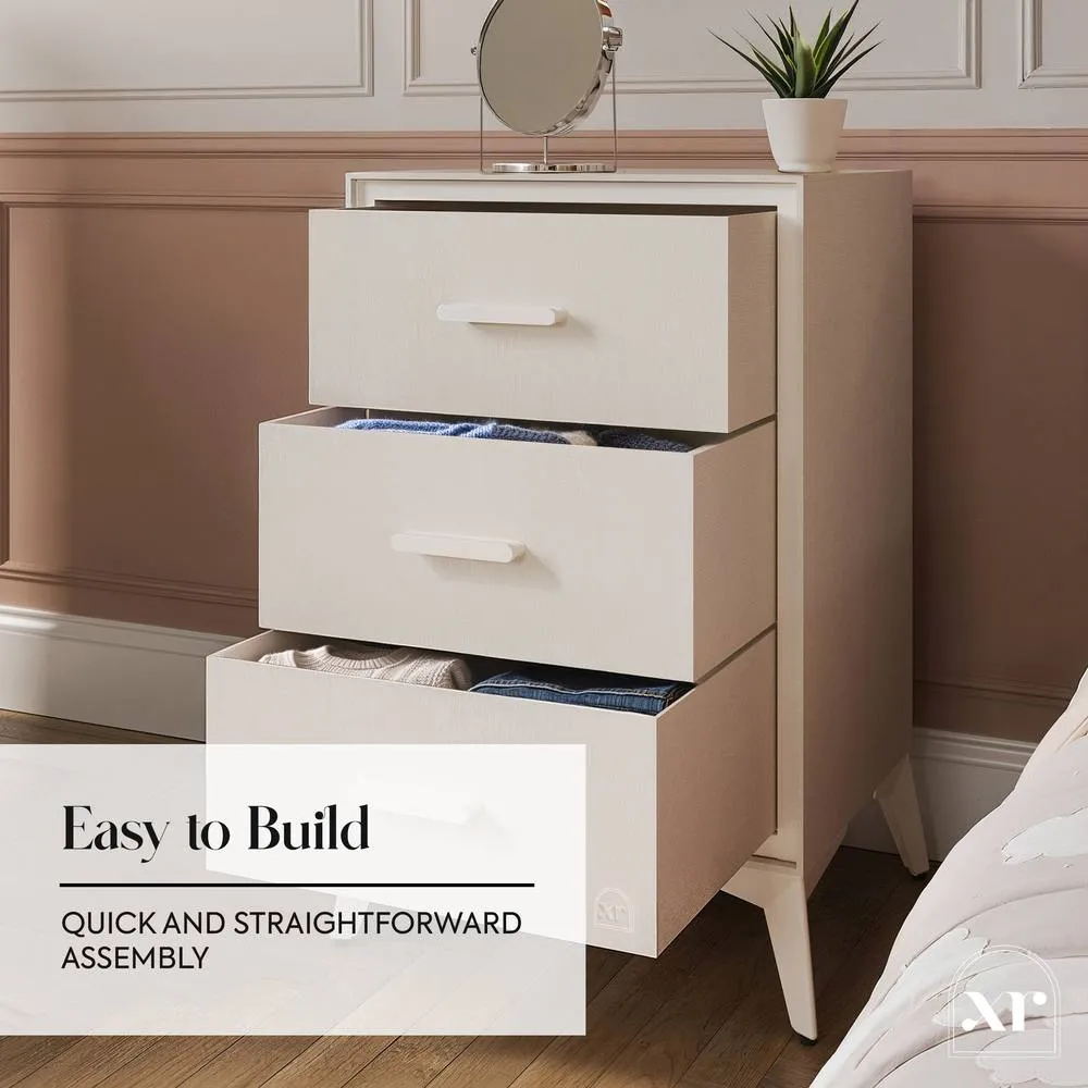 X Rocker Florence Canvas Chest of 3 Drawers in Beige 5