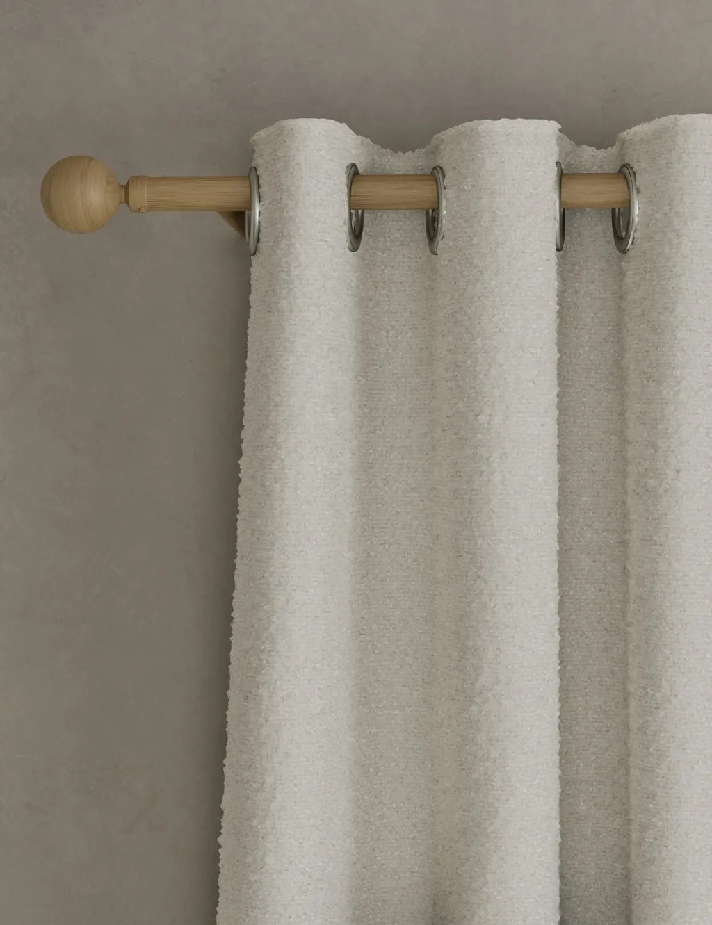 M&S Bouclé Eyelet Curtains Ecru