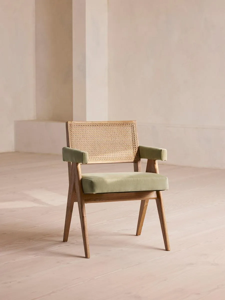 Hayward Dining Chair With Arms, Fern Velvet