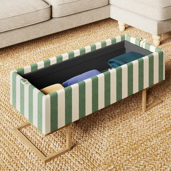 Holland Tray Table Ottoman, Woven Stripe Olive 5