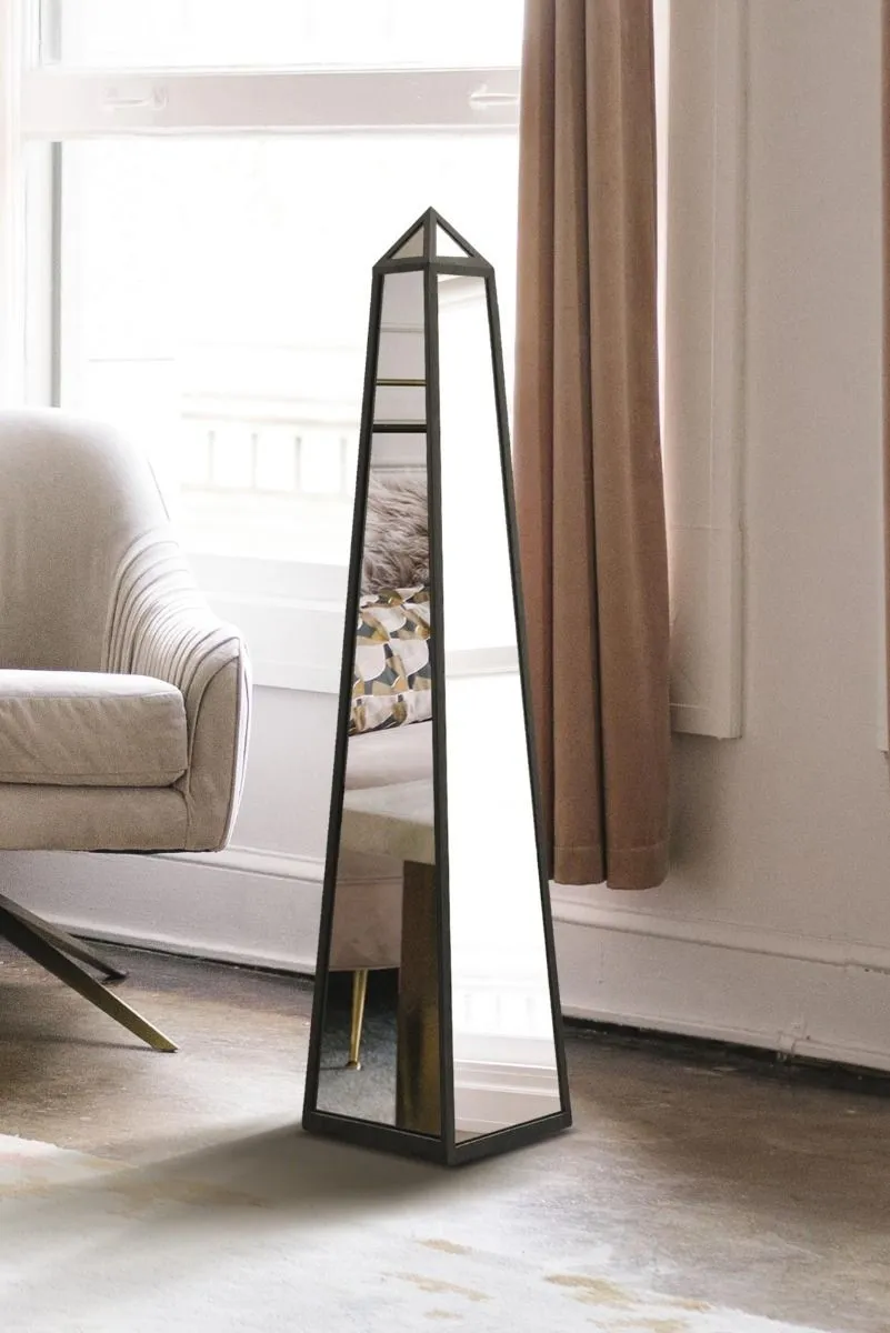 MirrorOutlet Black Metal Edged Mirrored Ornament (100CM X 20CM X 20CM) 2