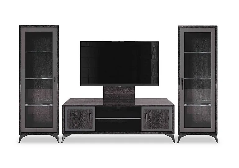 Vita Media Set with TV Unit, TV Wall Panel and Two 1 Door Curio Cabinets