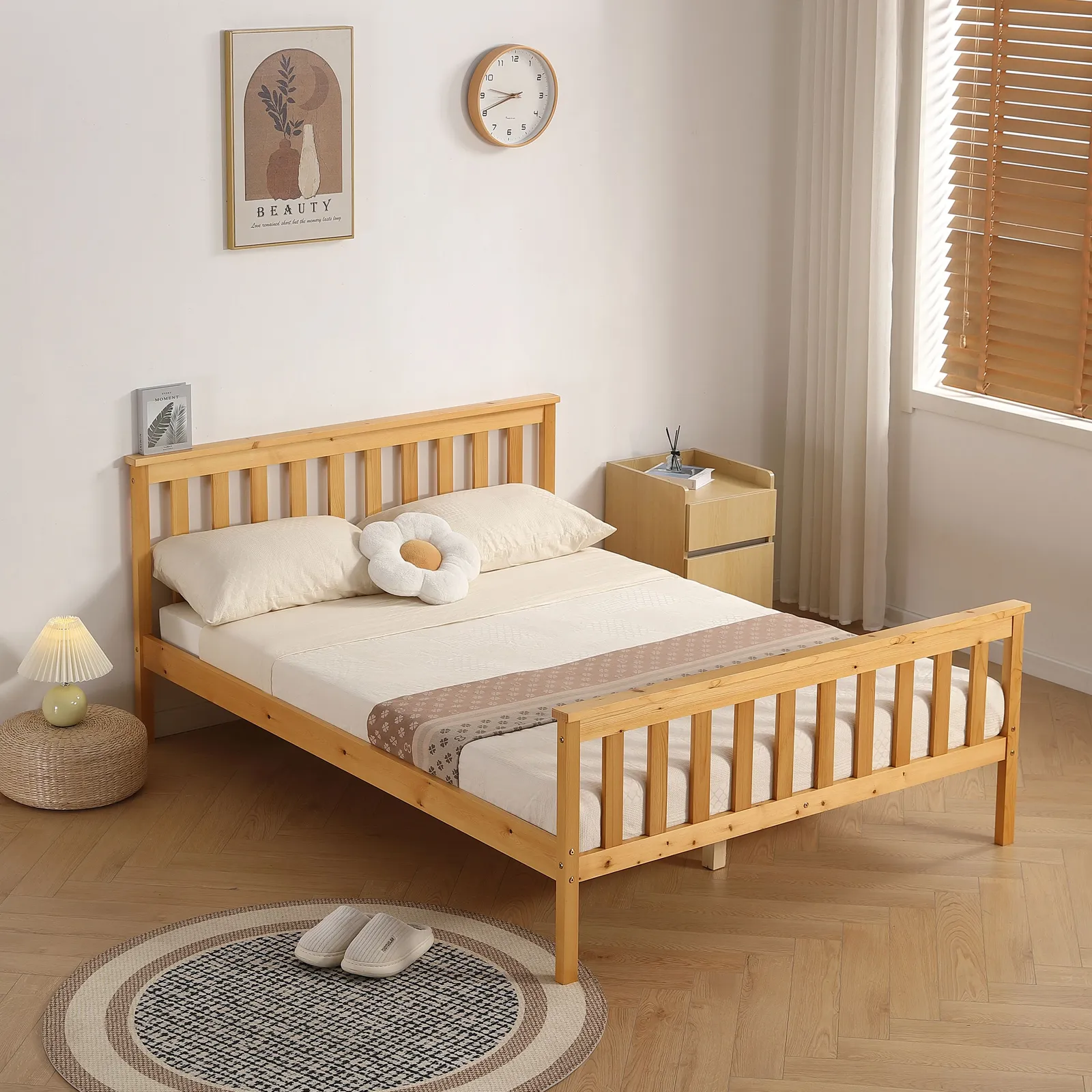 Comfy Living Ltd Modern Wooden Bed Frame in Light Brown