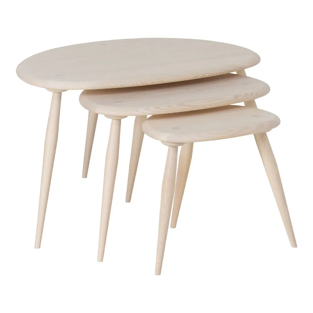 Ercol Pebble Nest of Tables Whitened Ash 2