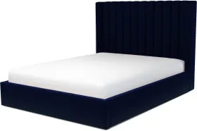 Cory King Size Ottoman Storage Bed, Prussian Blue Cotton Velvet
