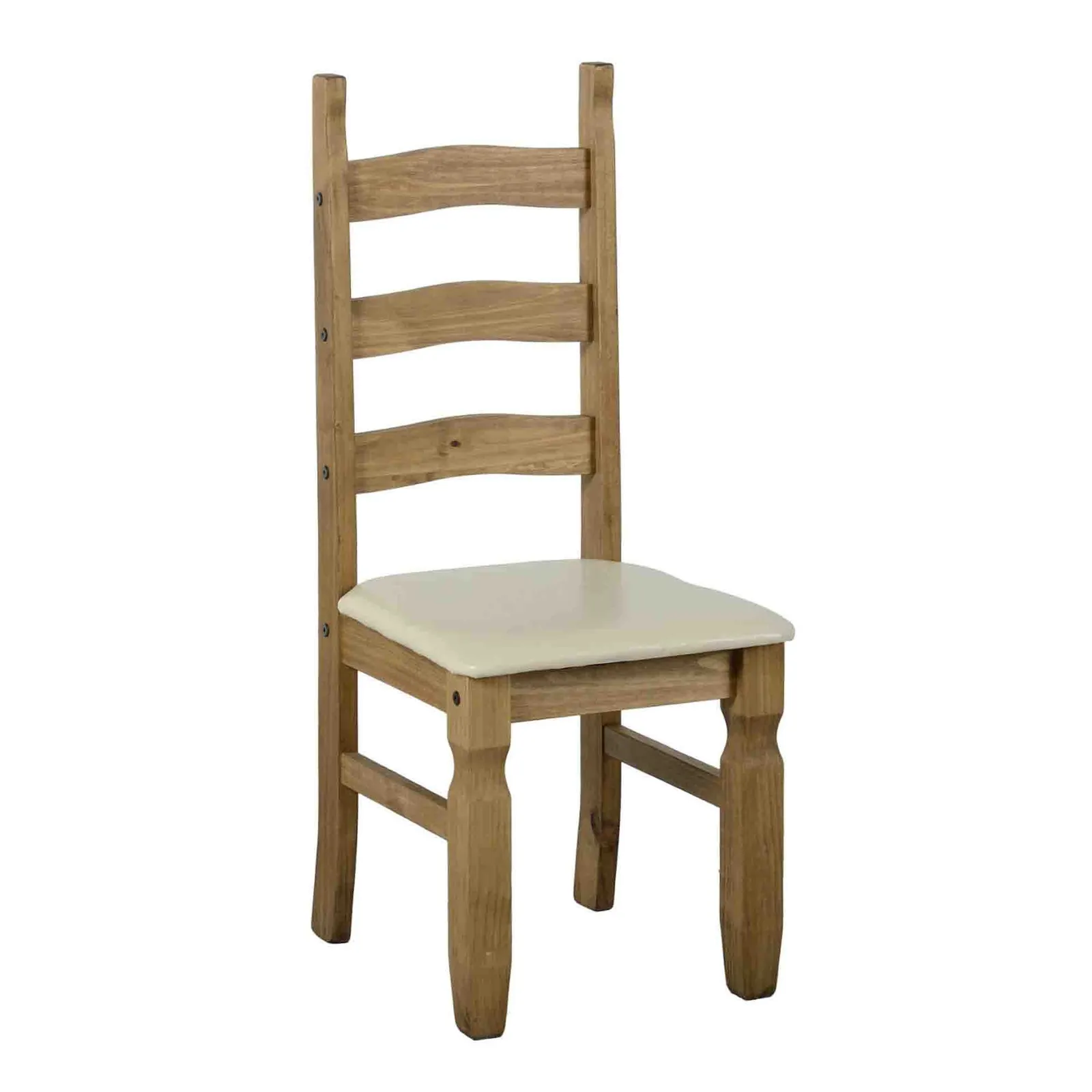 Corona Pine Pair of Cream Dining Chairs Natural