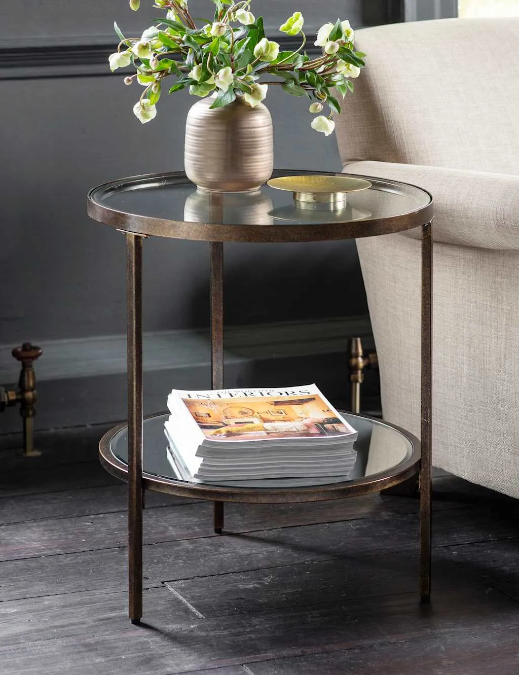 Gallery Direct Hudson Round Side Table Brown Mix