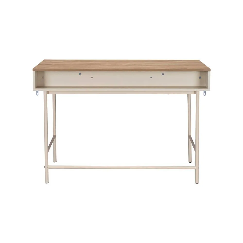 sweeek Wood decor & iron desk with 2 drawers & 1 compartment in Beige 4