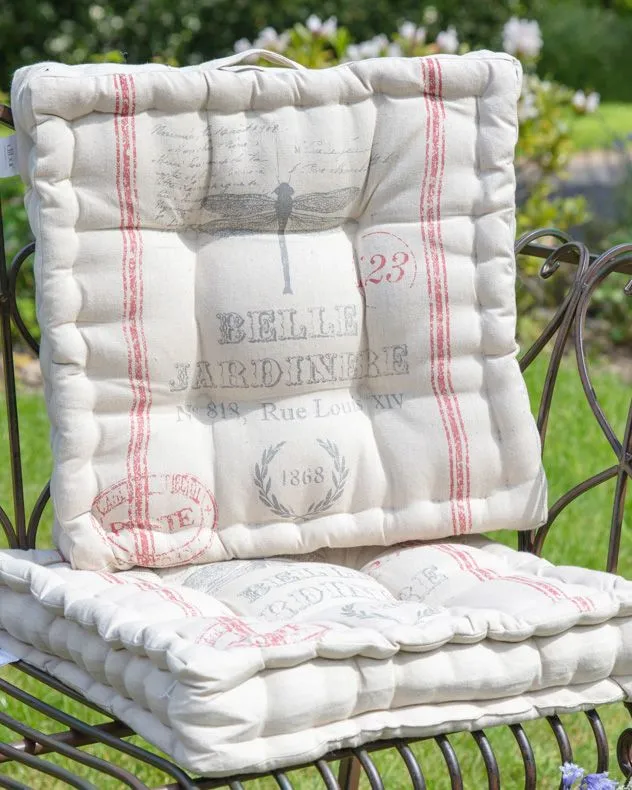 Dibor Set of 2 Vintage Style Chair Seat Pad Garden Box Cushions L40cm x W40cm in Grey