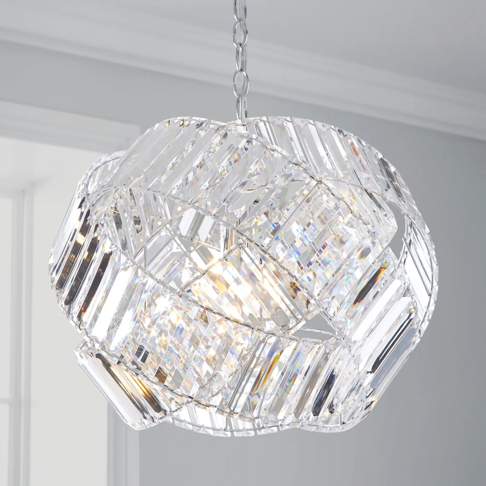 Monsanto 1 Light Pendant Jewel Chrome Ceiling Fitting Chrome