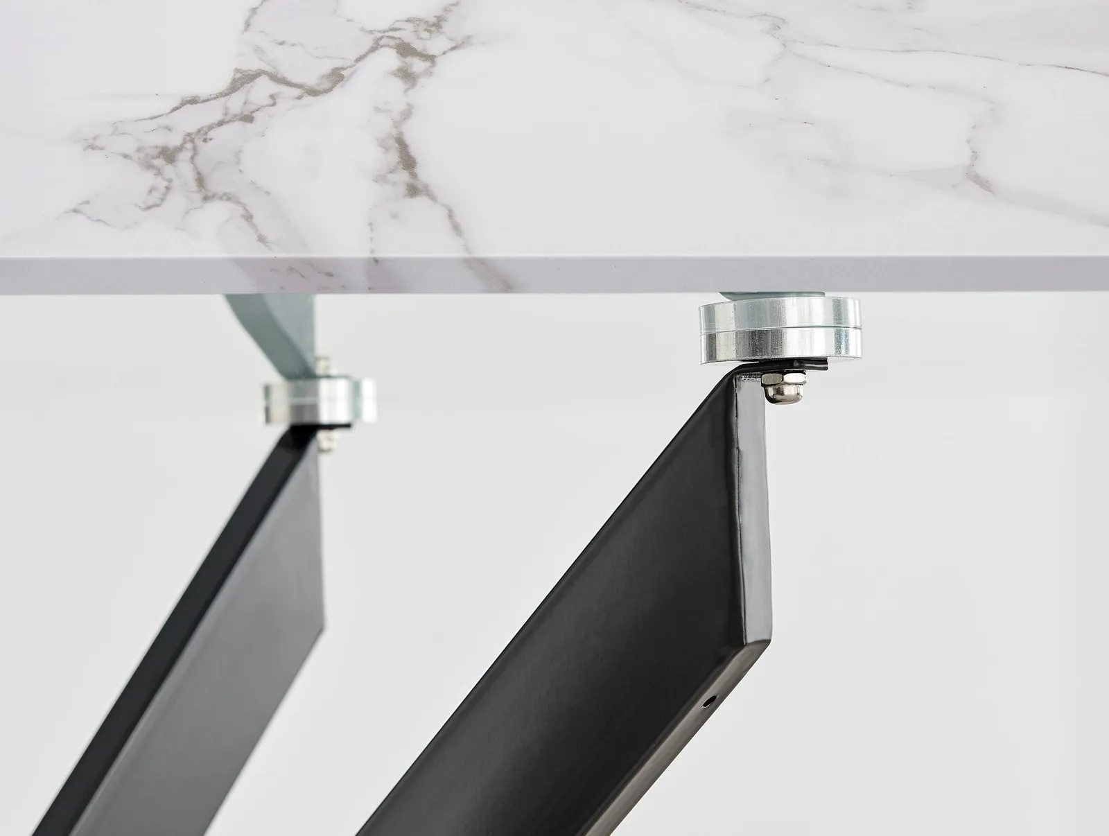 FurnitureboxUK Leonardo White Glass Marble Effect Black Leg Table & 4 Milan Black Leg Chairs in Grey 5